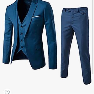 Blue 3 piece silk suit. NEW